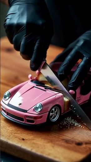 Pink Porsche Cake Slice Reveal 😍 | Satisfying Shorts