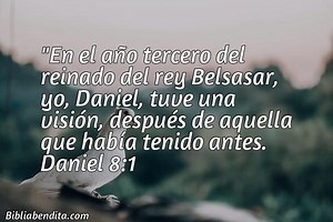 Explicación Daniel 8:1. 'En el año tercero del reinado del rey Belsasar, yo, Daniel, tuve una visión, después de aquella que había tenido antes.' - BibliaBendita
