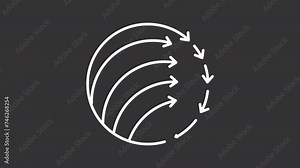 Extreme programming white line icon. Animated flowchart icon. Agile software development. Planning loop. Isolated illustration on dark background. Transition alpha video. Motion graphic