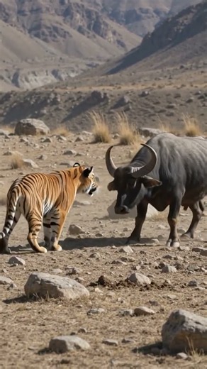 Tiger vs Wild Water Buffalo | Powerful Predator Encounter in the Himalayas #Tiger #WildWaterBuffalo