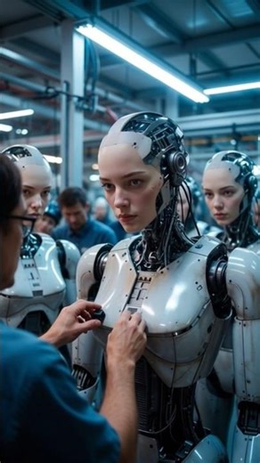 Fixing Female Robots in a High-Tech Factory #humanoidrobot #robat #tech #shorts