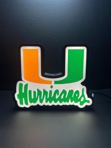 University of Miami Hurricanes LED Sign – Dimmable USB Wall Decor (10x7 inches)