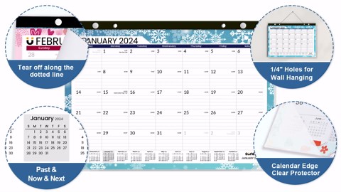 SUNEE 2024-2025 Large Desk Calendar 22x17 with Magnetic Strip from Now to December 2025, Large Desk Calendar 2 Year Planner for Desk, Wall, Whiteboard or Refrigerator, Seasonal