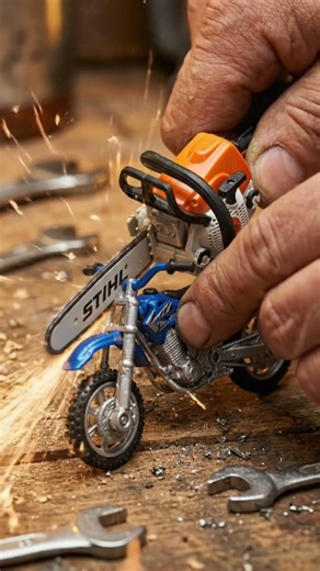 Mini chainsaw vs mini bike 😨 Cutting experiment.