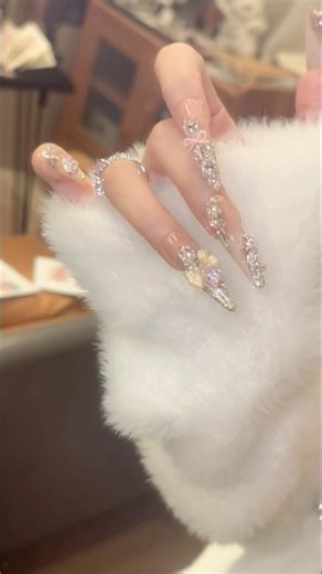 Luxury Crystal Long Nails 💎 | Rhinestone Acrylic Nail Art Tutorial | Glam Nail Design 2026
