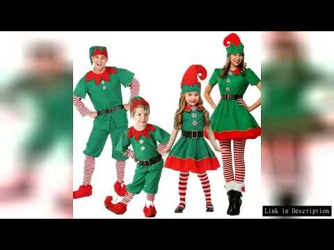 2025, new products.Children and adults Christmas elf costumes, Santa Claus costume sets, green elves
