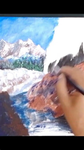 Winter | Acrylic Painting | Step by step | Time Lapse Art by Mateen