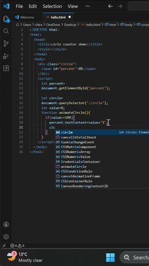 circle counter demo 😱🔥🔥🎉#coding #viral #html5 #css3 #javascript #shorts #education #programming