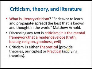 Literary Criticism: an Introduction to Theory and Practice, First Lecture