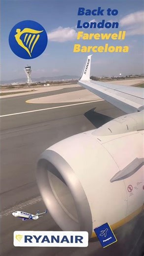 Ryanair!💛💙Taking off Barcelona Airport 🛫(to London Stansted) #shorts