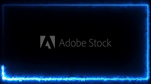 Blue fire moving electric color rectangle neon frame box animation seamless loop. Neon line frame or border overlay light effect. Abstract Neon line frame animation. Seamless loop. Stock Video