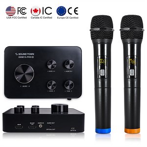 SWM15-PROS | Wireless Microphone Karaoke Mixer System w/ HD ARC, Optical, AUX, Bluetooth, Selectable Frequencies - Supports Smart TV, Sound Bar, Media Box, Receiver