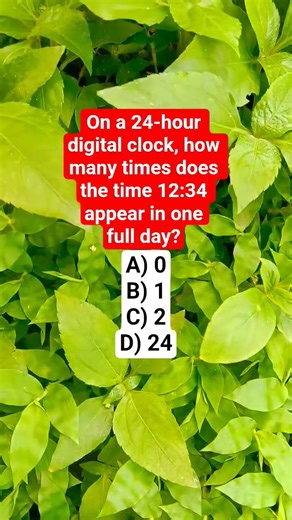 On a 24-hour digital clock, how many times does the time 12:34 appear in one full day?