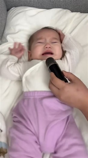 Cutest Baby Cries Using Mike #cute #baby #babycrying #shorts #shortsfeed
