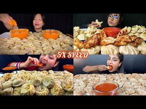 ASMR: Eating Lot of momos eating challenge 😋😍 100 momo eating challenge Mukbang