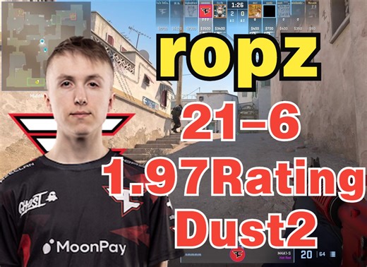 ropz和broky/雨神rain以及朋友四排官匹 Dust2 (21-6) 1.97Rating POV | CS2 DEMO | 2024.10.6