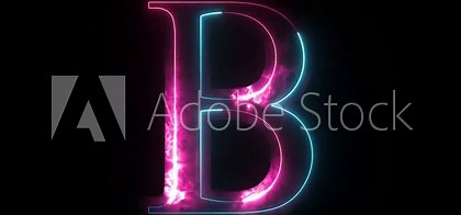 Glowing neon alphabet B .Educational concept with neon letter B. Shine text B the best digital symbol and 3d render.