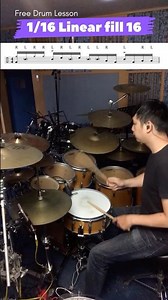 1/16 linear chops fills tutorial (no.16) #drums #tutorial #drummer #drumlessons #shorts #music