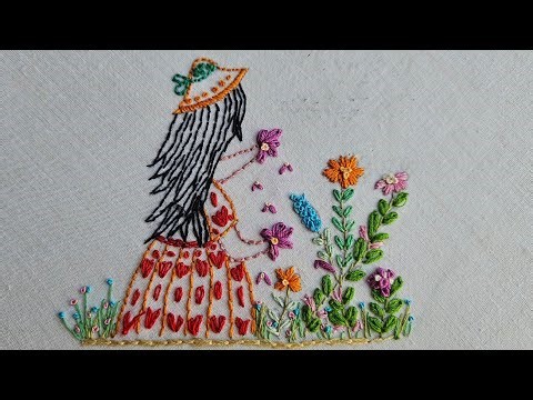 Beautiful girl Hand Embroidery Design | Easy Floral Embroidery Tutorial for Beginners #embroidery
