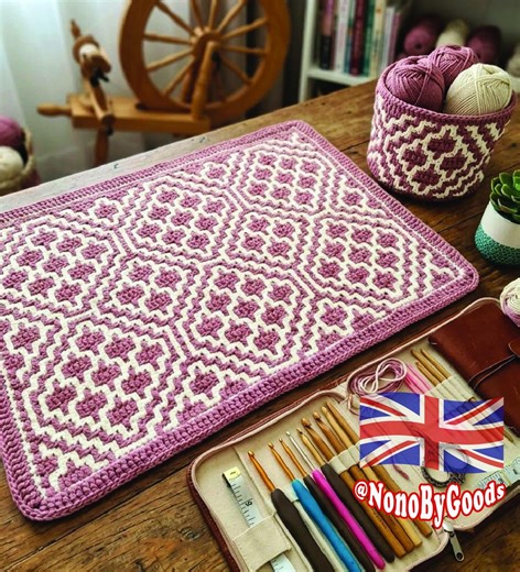 Mosaic Crochet Bathroom Basket and Rug Pattern Set, Geometric Storage Bin Tutorial, Modern Home Decor DIY, Digital Download PDF - Etsy