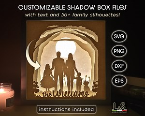 Customizable Family Shadow Box Svg Cricut, 3D Lightbox Svg, Family Portrait Creator, Layered Shadowbox Svg, Paper Cut Light Box Template - Etsy