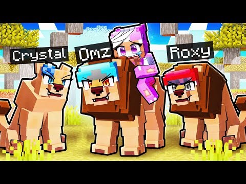 Playing Minecraft With a PROTECTIVE LION FAMILY!