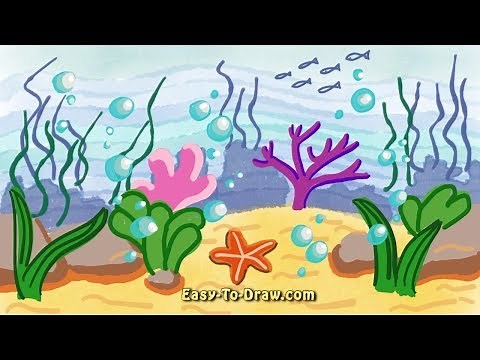 How to draw ocean, sea with star fish - Easy Step by Step Tutorials