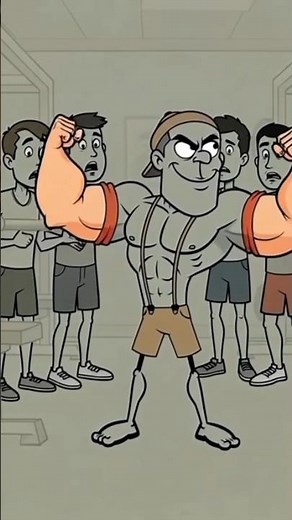 In the gym, SpongeBob dreams of big muscles but skips Sandy's tough workouts