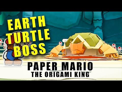 Paper Mario The Origami King Earth Vellumental boss fight How to beat the turtle temple boss