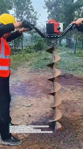 Heavy-Duty Earth Auger Drill Digging Deep Holes with Two Operators