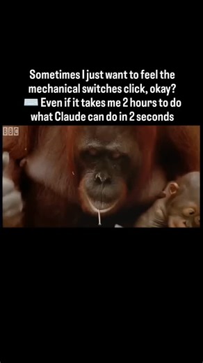 Techtok on Instagram: "Sometimes I just want to feel the mechanical switches click, okay? ⌨️ Even if it takes me 2 hours to do what Claude can do in 2 seconds . . . . Claude AI, Coding Memes, Software Engineering, Anthropic, Programming Humor, Web Development, AI Tools for Developers, VS Code, Terminal #codingmemes #programmerslife #claudecode #anthropic #softwareengineer developerhumor ai 100daysofcode techhumor vscode webdev juniorgrowth codinglife"