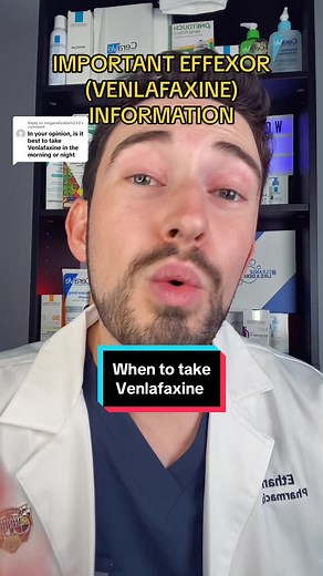 Replying to @meganelizabeth245 Best time of day to take Effexor (venlafaxine) #pharmacy #pharmacist #pharmacology #effexor #venlafaxine #anxiety #anxietyrelief #mentalhealth #mentalhealthmatters #trending #fyp #millennialrx