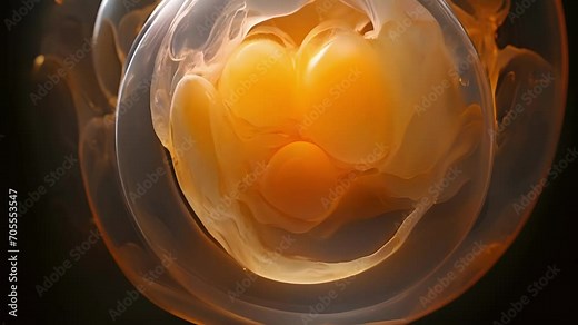 Upclose look at the yolk sac connected to a developing human embryo, highlighting its crucial role in initial nourishment.