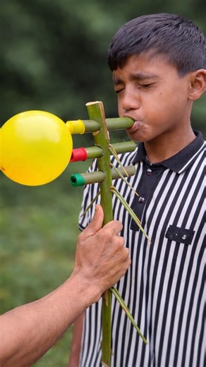 DIY Bamboo Toy with Three Colorful Balloons #craft #diy