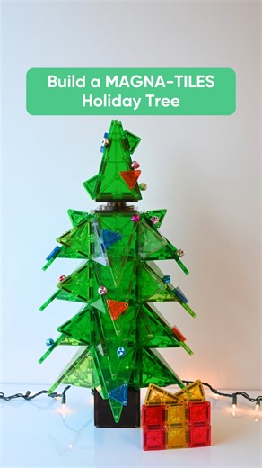 Follow along as we build a holiday tree with MAGNA-TILES classic tiles and microMAGS pieces! Add your own jingle bells and lights to make your tree even more magical! #MAGNATILES #magnetictiles #kidsactivities #holidayactivities | MAGNA-TILES Brand Magnetic Building Sets
