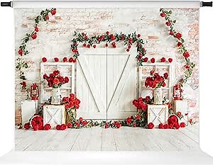 Kate Valentines Day Backdrops Rose Flowers Valentine's Day Love Theme Photography Backdrops Brick Wall Photo Background, 7x5ft