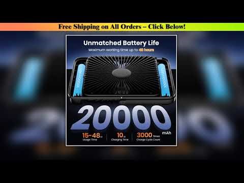 Warmco D4 Portable Desk Fan Rechargeable 20000mAh Camping Fan with Light,48Hrs Run Time 8" Silent