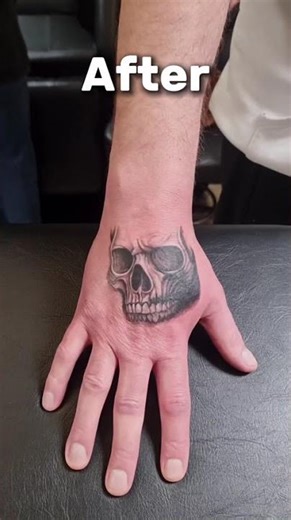 Hand Tattoo Cover-Up | Clean Skull Rework