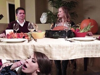Milf Madison Ivy sucks big cock Johnny Sins while none of the guests notices