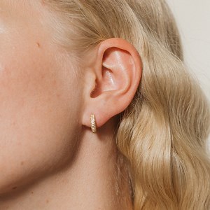 Pave Huggie Hoops by Caitlyn Minimalist • Everyday Gold Hoop Earrings With Diamond Accents • Perfect Bridesmaids Gift • ER213 - Etsy