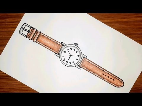 How to draw a wrist watch step by step | Wrist watch drawing easy |