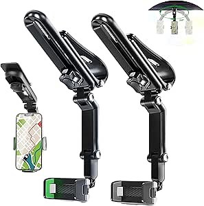 Shuitterlily Phone Holder, Shuitterlily Rotatable and Retractable Car Phone Holder, 2024 New 2 in 1 Shutterlily Phone Holder for Car, Sun Visor Cell Phone Holder for Car (Gray+Green)