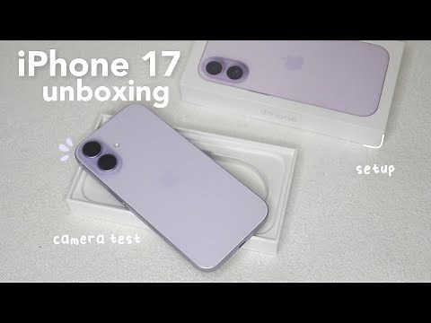 iPhone 17 Lavender aesthetic unboxing ☁️ setup, customization, accessories