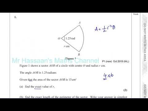 EDEXCEL IAL WMA11 01 P1 new OCT 2019 Q1 Radian Measure