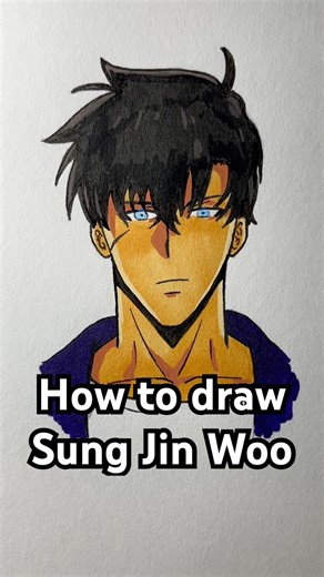How to draw Sung Jin Woo from Solo Leveling! Easy! #art #sungjinwoo #sololeveling #drawing