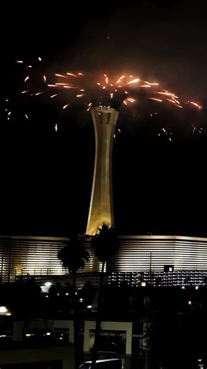 Cheers to 2026! An 8 minute firework show incorporating 10 rooftops and a drone show welcomed Las Vegas to the new year. | Visit Las Vegas