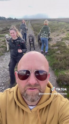 Filming with @Anneka Svenska and Animal Watch. A true dog lady and all our gang love her ❤️❤️❤️❤️ #animalwatch #annekasvenskaofficial #irishwolfhound