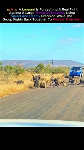 "Leopard vs Baboon Pack - Who Wins?" #shorts #animals #wildlife #nature