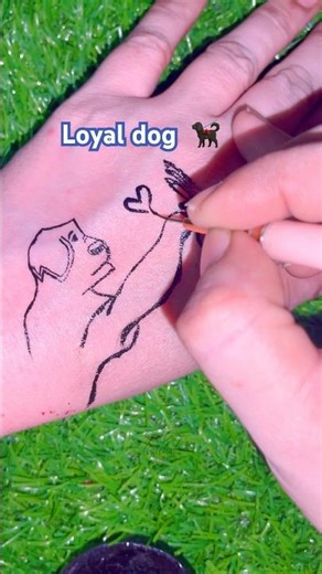 Hand Tattoo Dog Art Tutorial | How to Draw a Loyal Dog Tattoo | loyal dog | #dog #tattoo #shorts