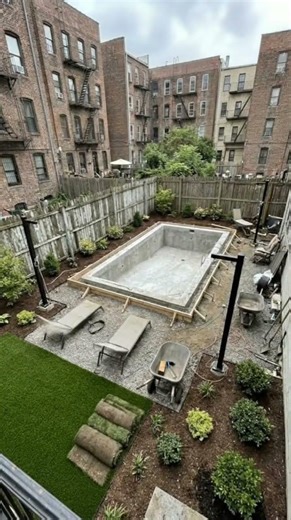 building and renovating a neglected yard by adding a beautiful swimming pool #youtubeshorts #home